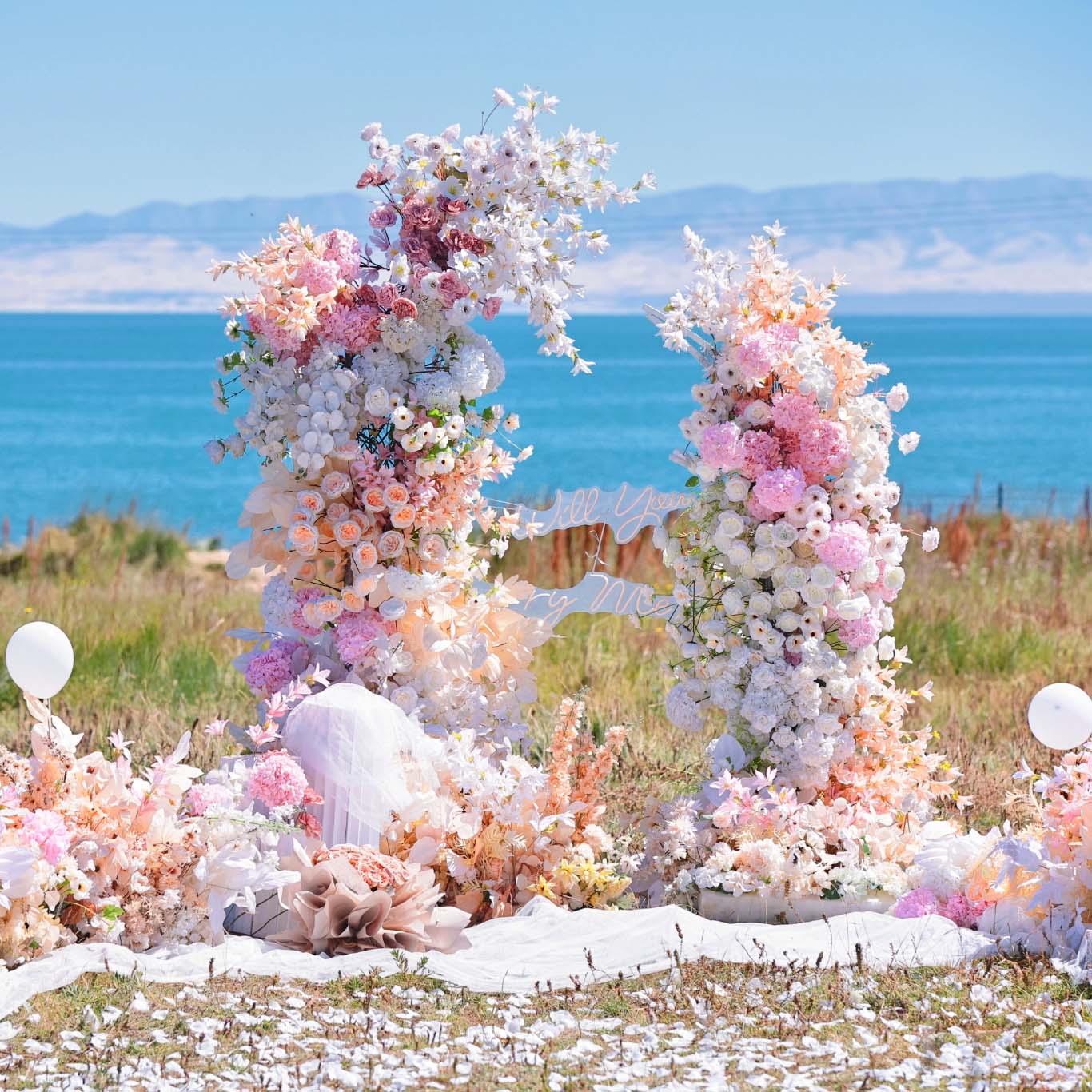 6x7 ft Elegant Artificial Flower Archway - Wedding &amp; Party Backdrop Decorations | Floral Display for Boho/Rustic Events and Ceremonies