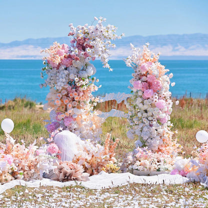 6x7 ft Elegant Artificial Flower Archway - Wedding &amp; Party Backdrop Decorations | Floral Display for Boho/Rustic Events and Ceremonies