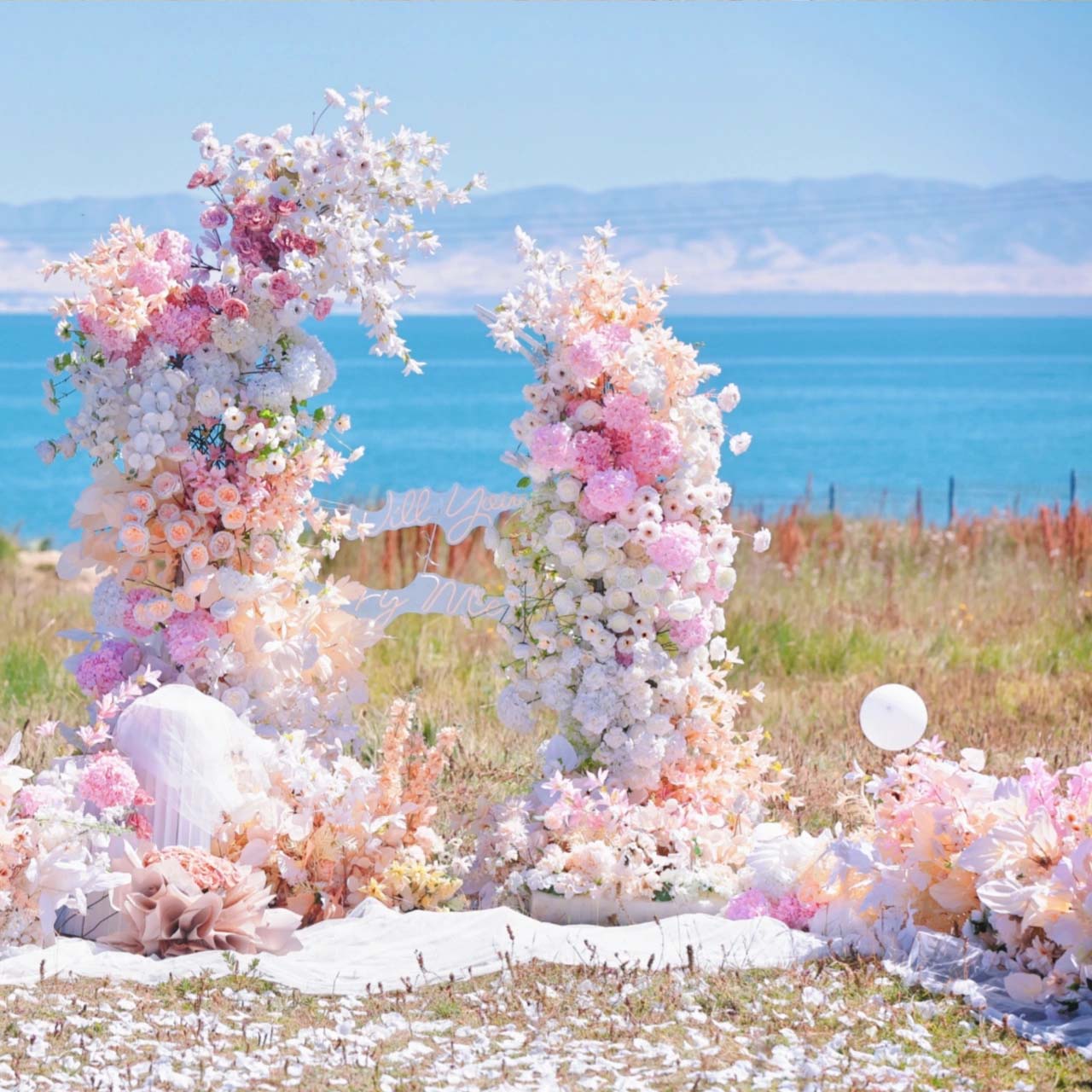 6x7 ft Elegant Artificial Flower Archway - Wedding &amp; Party Backdrop Decorations | Floral Display for Boho/Rustic Events and Ceremonies