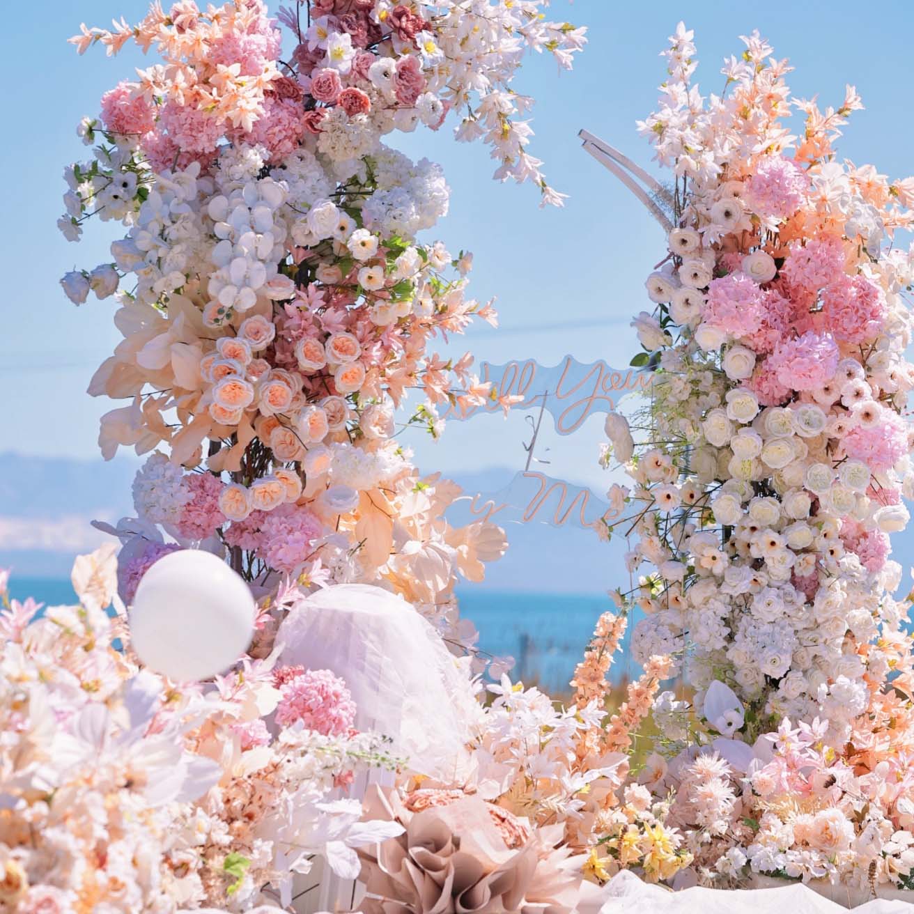 6x7 ft Elegant Artificial Flower Archway - Wedding &amp; Party Backdrop Decorations | Floral Display for Boho/Rustic Events and Ceremonies