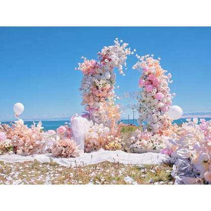 6x7 ft Elegant Artificial Flower Archway - Wedding &amp; Party Backdrop Decorations | Floral Display for Boho/Rustic Events and Ceremonies