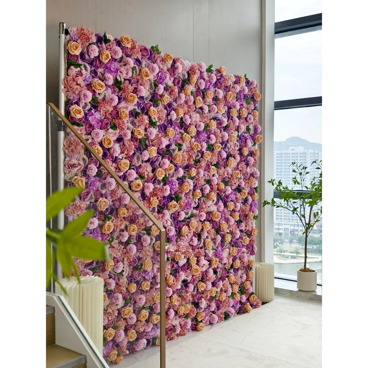 ValarFlowers Toile de fond murale florale artificielle: Lavande luxuriante-L&