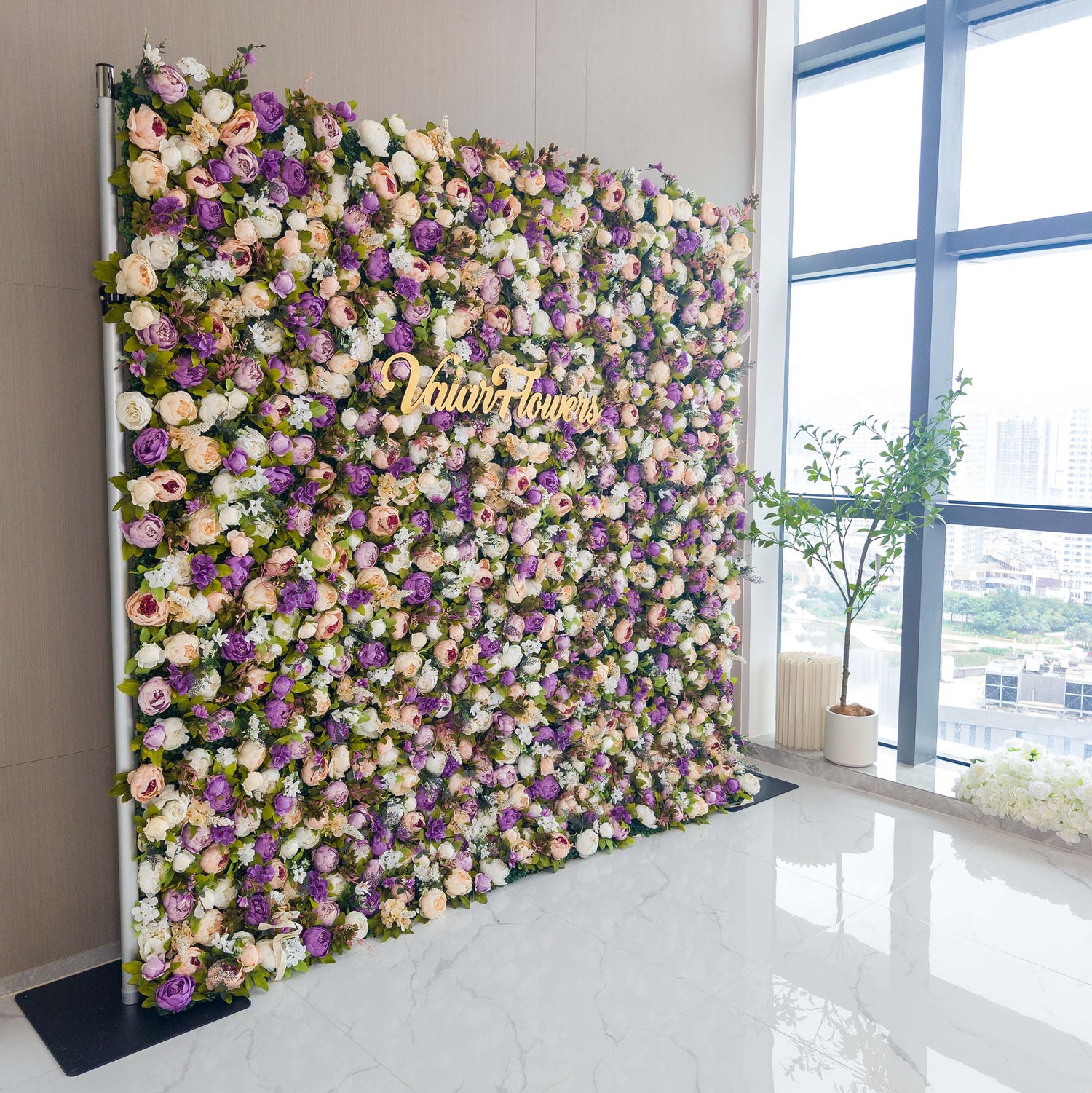 Valar Flowers Roll Up Fabric Artificial Flower Wall Wedding Backdrop, Floral Party Decor, Event Photography-VF-307