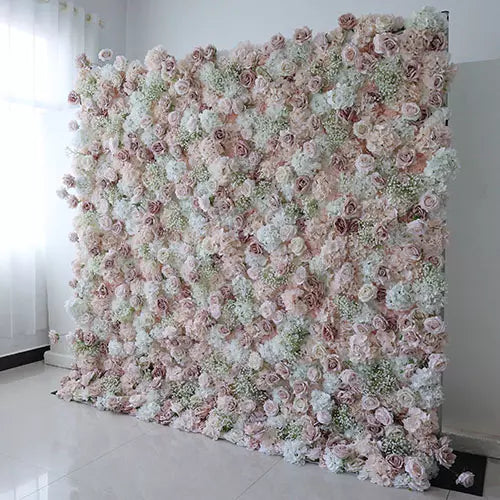 A delicate flower wall exuding elegance with its soft palette. It&