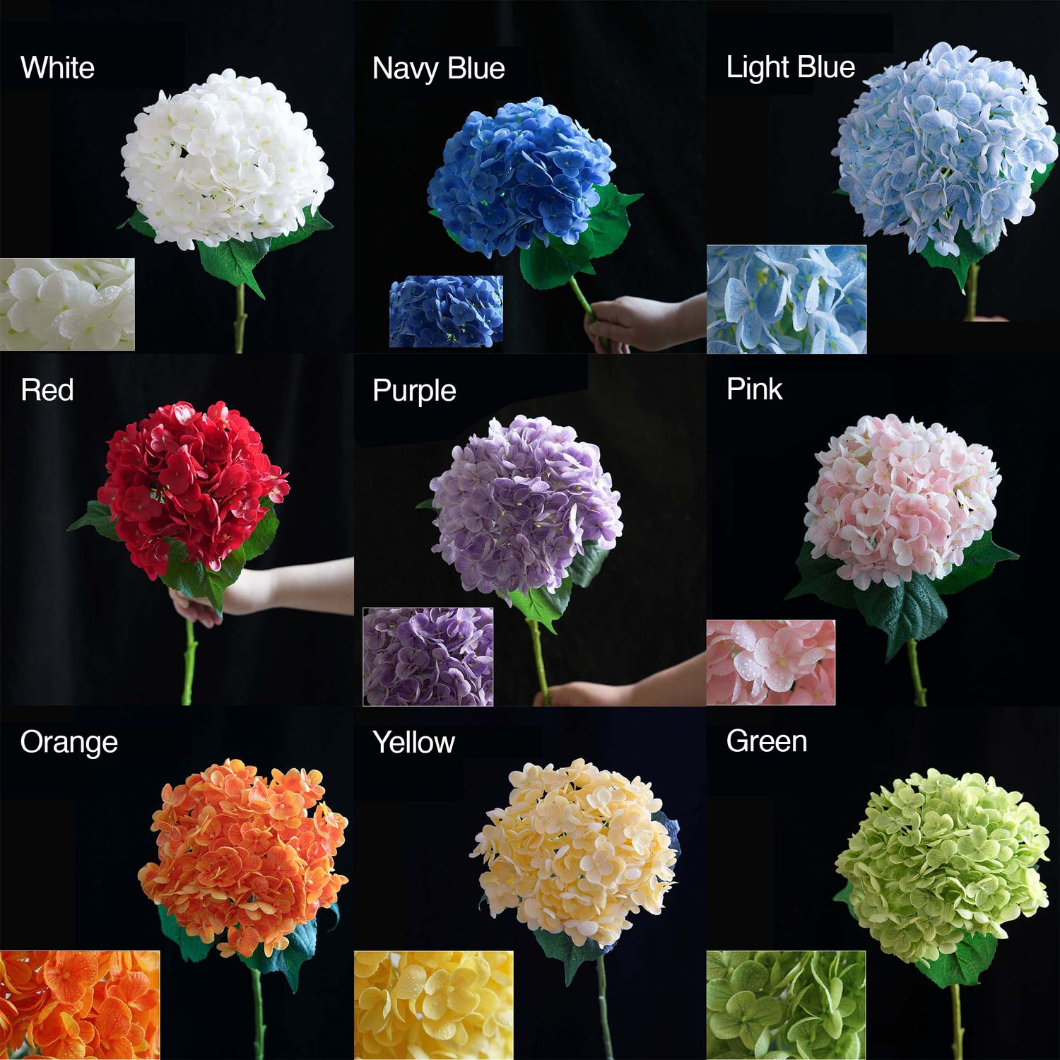 Real Touch Artificial Hydrangea Flower Bouquet - Skin-Touched Waterproof Faux Floral Arrangement for Home Decor, Weddings, and Events - Multicolor