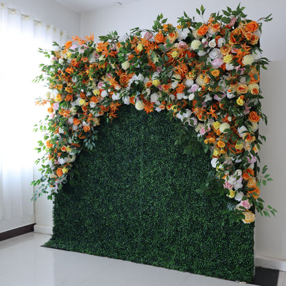 Valar Flowers Roll Up Fabric Artificial Flower Wall Wedding Backdrop, Floral Party Decor, Event Photography-VF-393