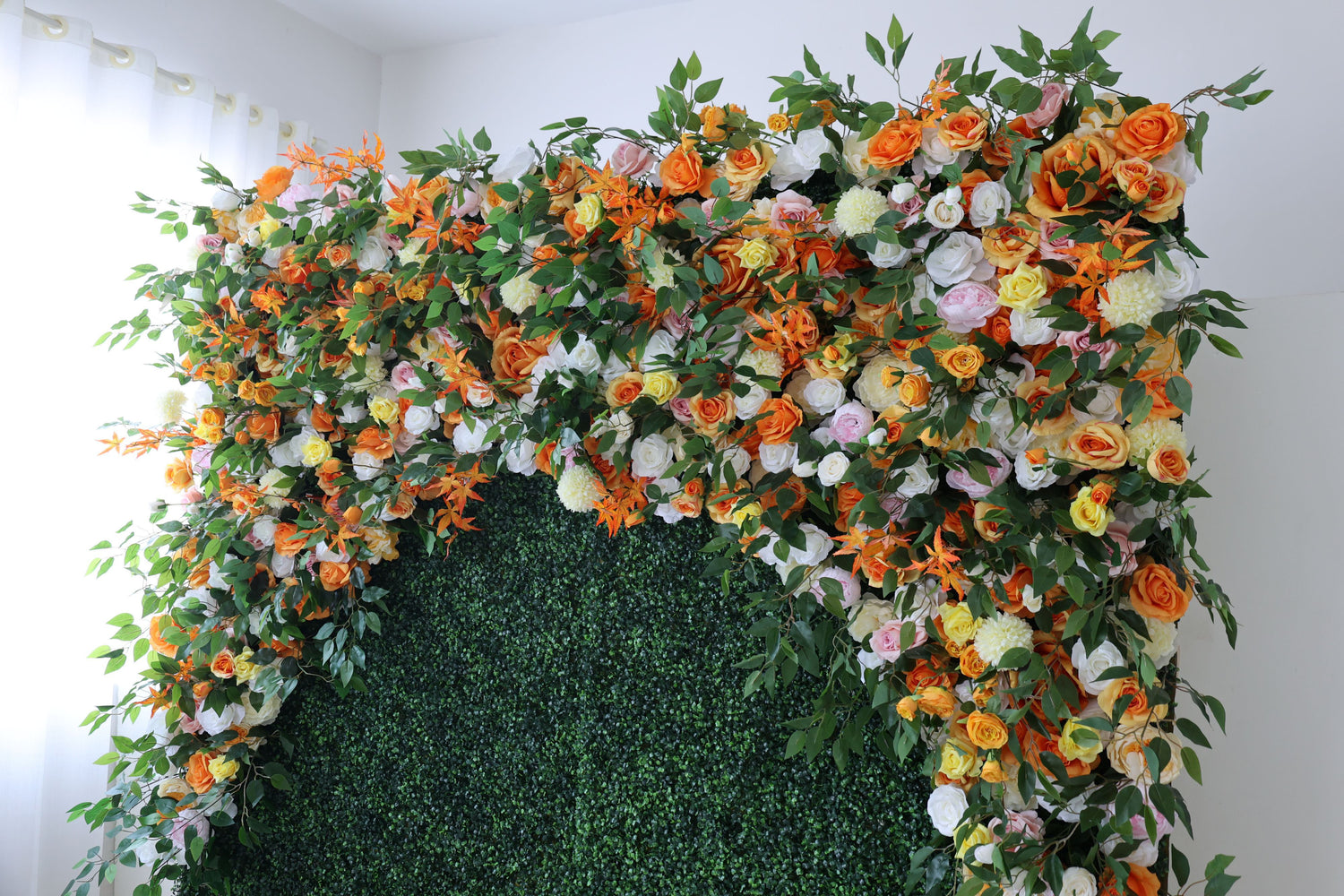 Valar Flowers Roll Up Fabric Artificial Flower Wall Wedding Backdrop, Floral Party Decor, Event Photography-VF-393