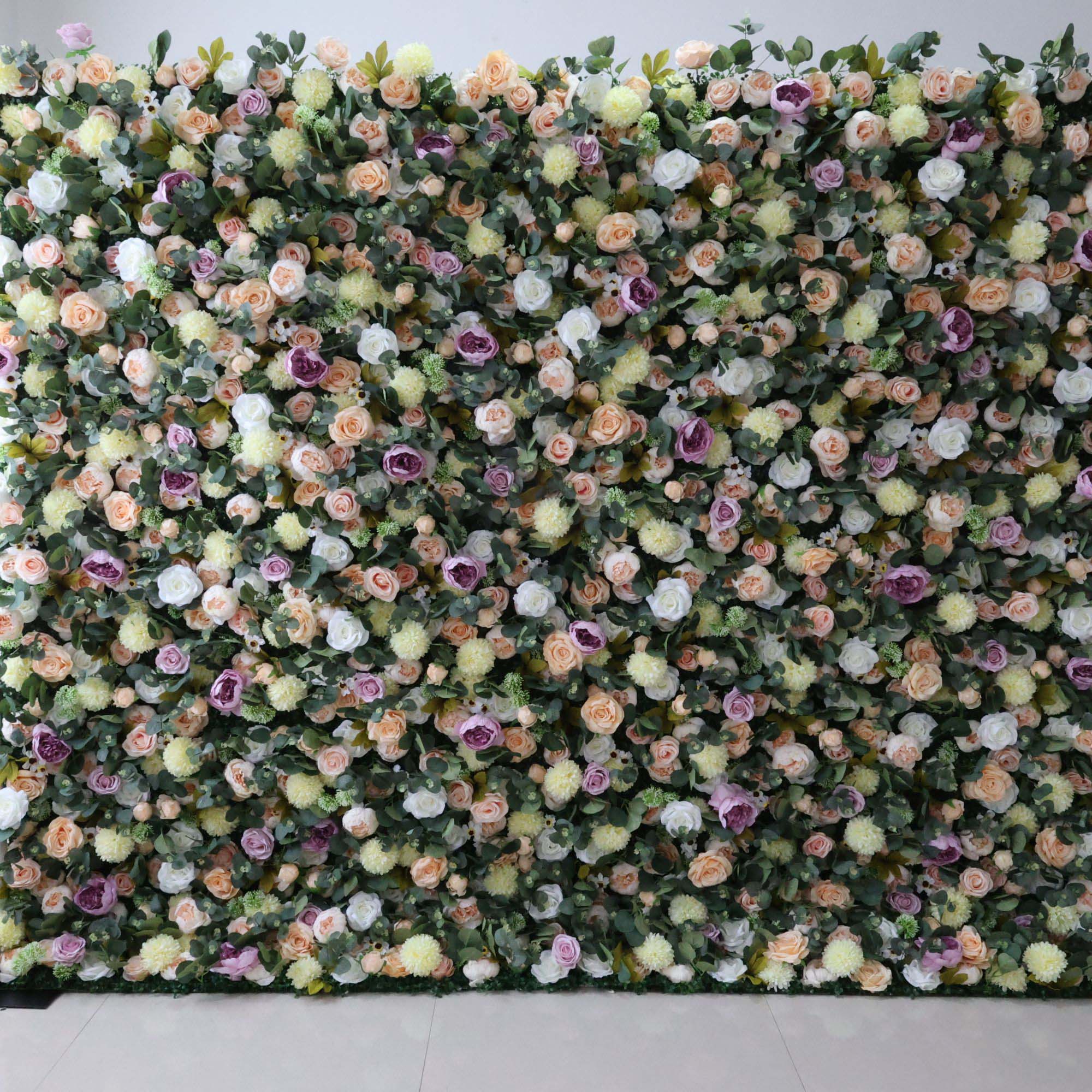 Dark Sea Green and Leaves, punctuated by dark purple roses Artificial Flower Wedding Event Wall