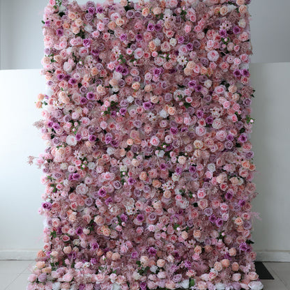 Valar Flowers Roll Up Fabric Artificial Flower Wall Wedding Backdrop, Floral Party Decor, Event Photography-VF-378