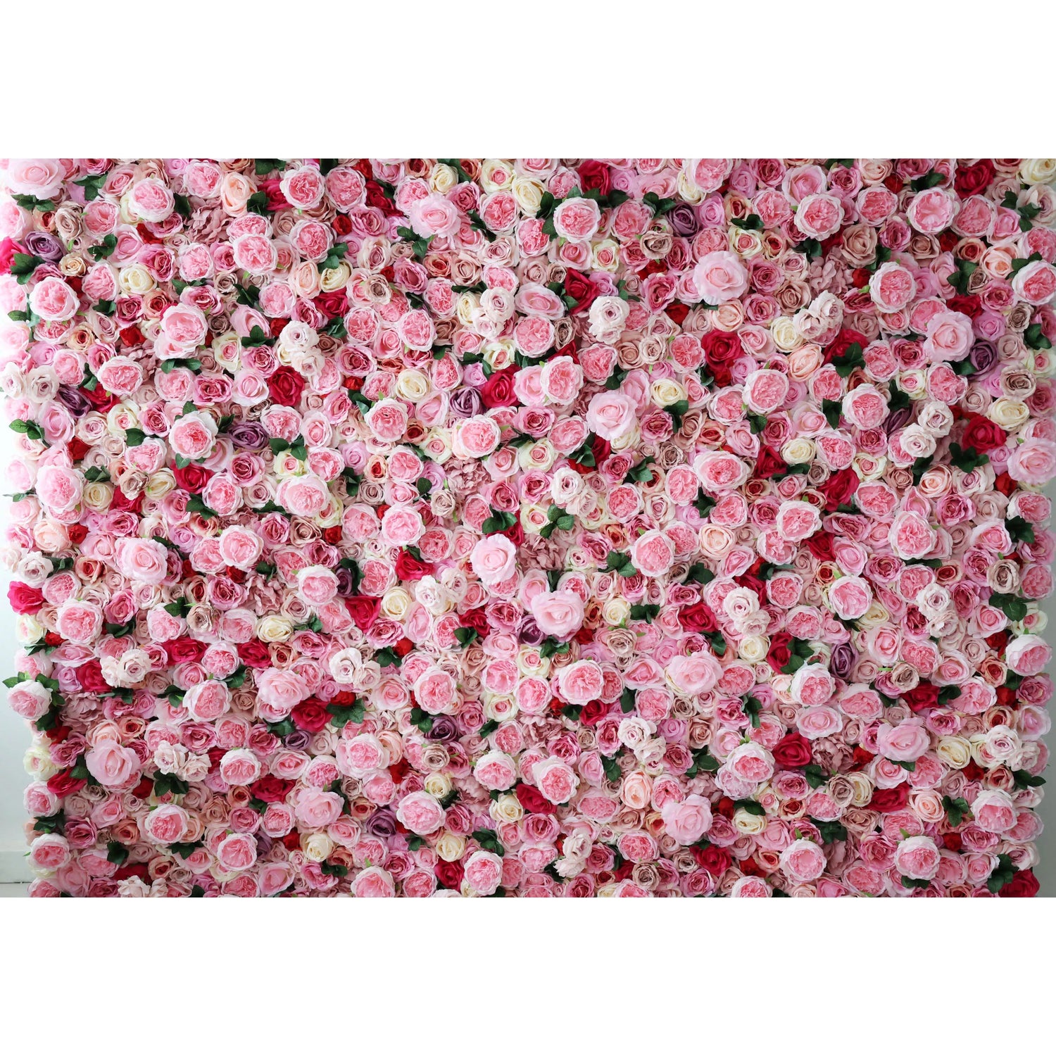 Valar Flowers Roll Up Fabric Artificial Mix Rose Red and Pink Flower Wall Wedding Backdrop, Floral Party Decor, Event Photography-VF-041