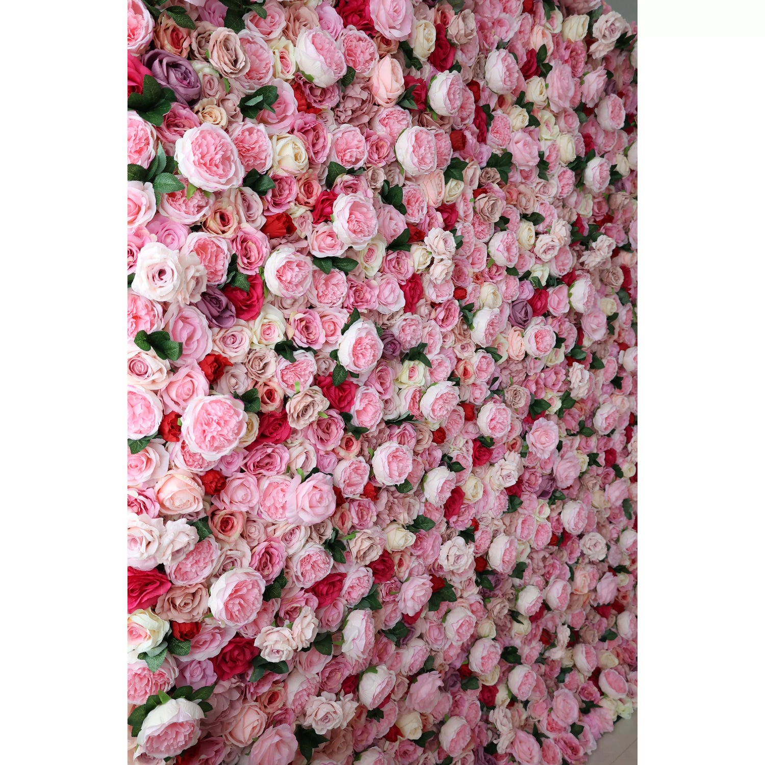 Valar Flowers Roll Up Fabric Artificial Mix Rose Red and Pink Flower Wall Wedding Backdrop, Floral Party Decor, Event Photography-VF-041