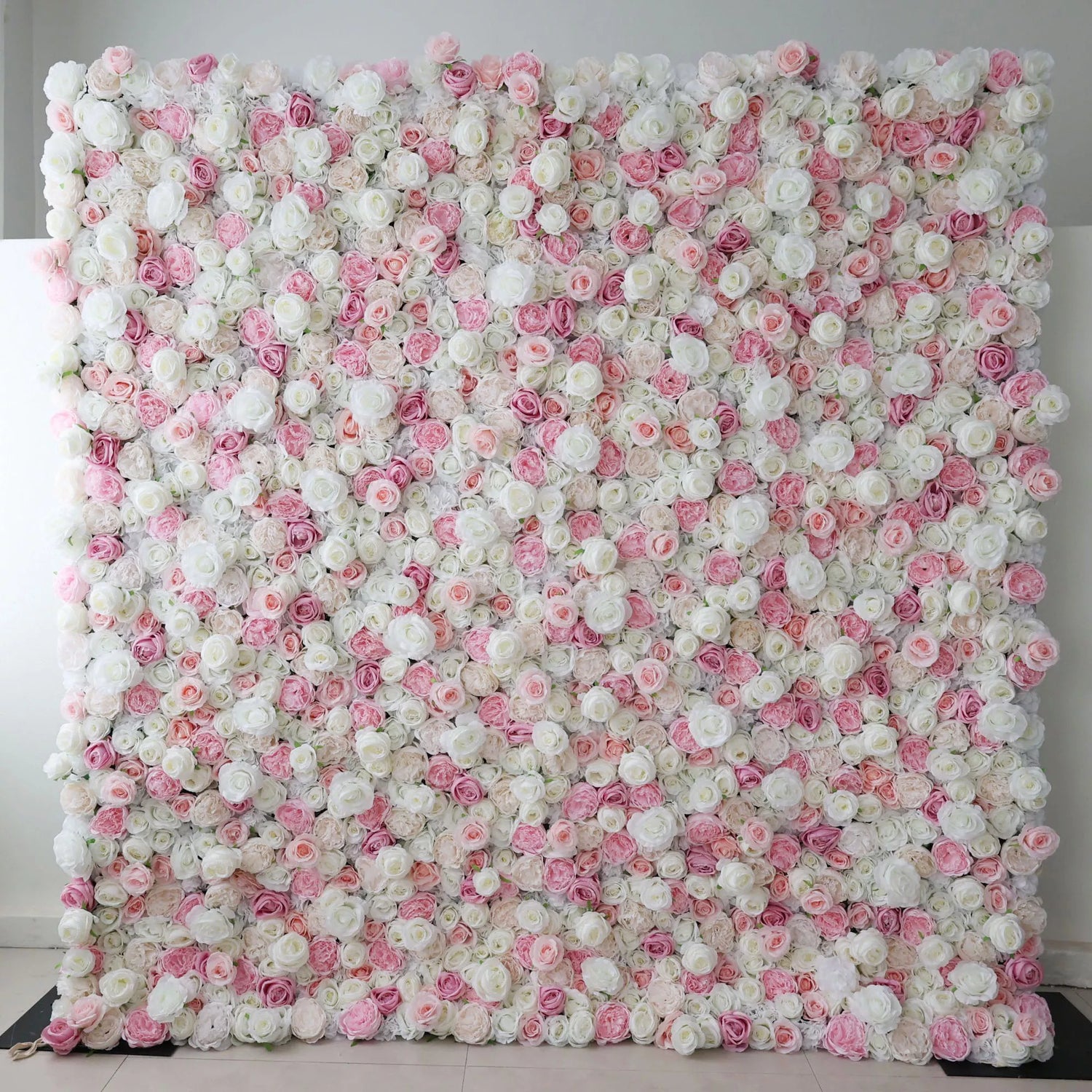 Valar Flores Roll Up Tecido Artificial Rosa e Branco Flor Parede Wedding Backdrop, Decoração Floral Festa, Fotografia Evento-VF-058