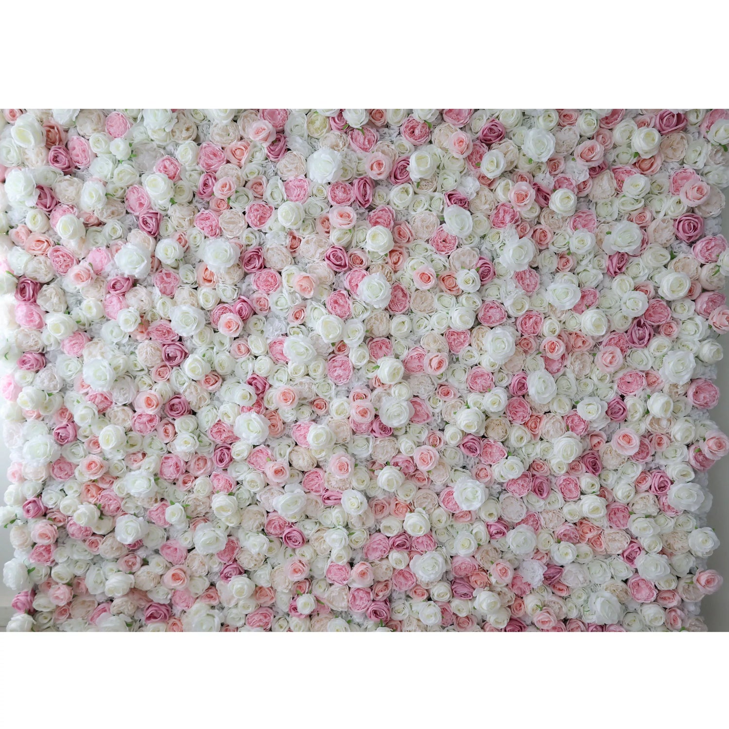 Valar Flowers Roll Up Fabric Artificial Pink and White Flower Wall Wedding Backdrop, Floral Party Decor, Event Photography-VF-058