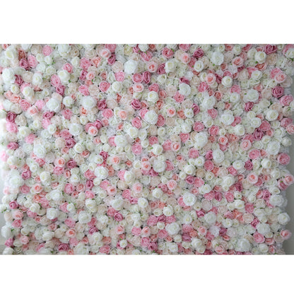 Valar Flores Roll Up Tecido Artificial Rosa e Branco Flor Parede Wedding Backdrop, Decoração Floral Festa, Fotografia Evento-VF-058