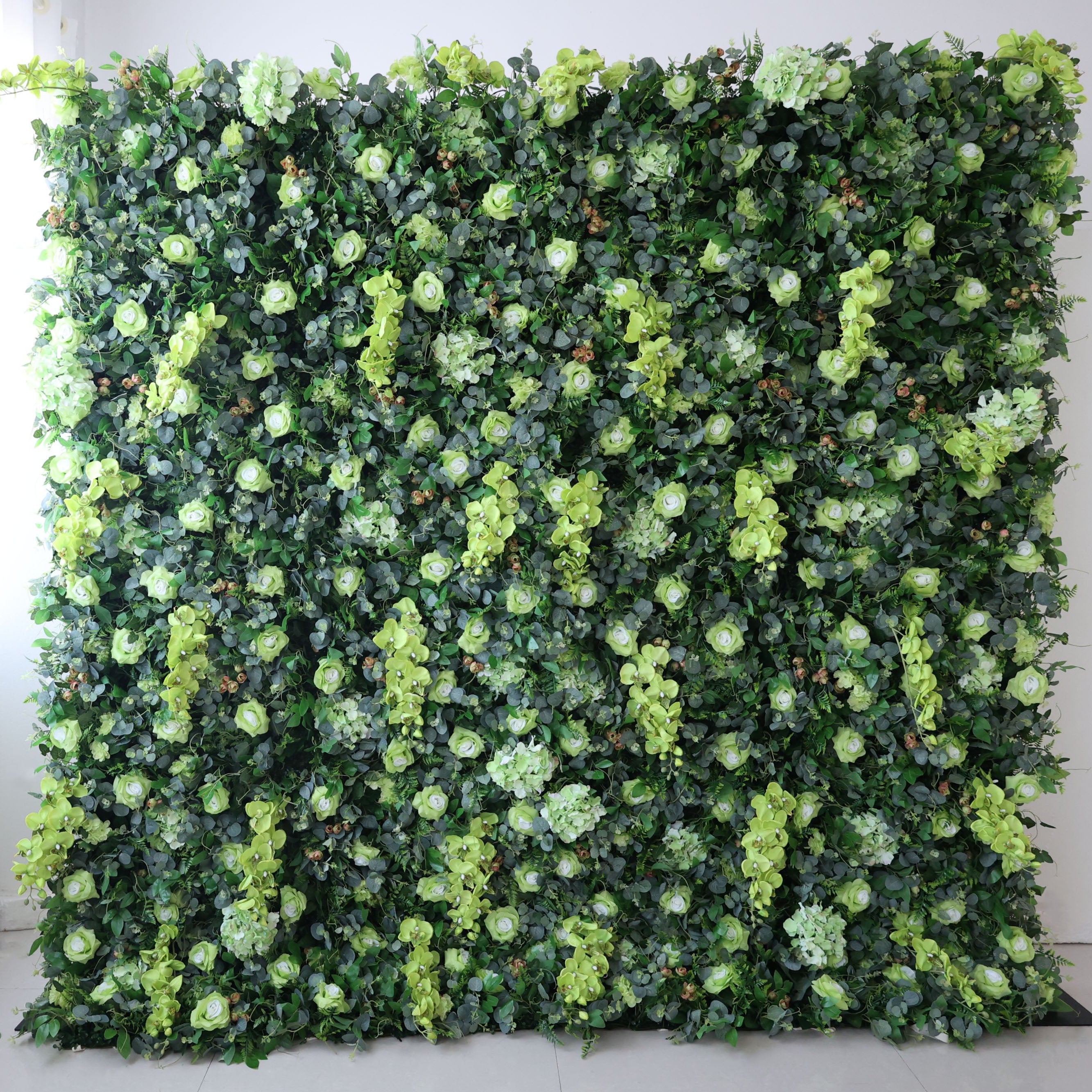 Valar fleurs Roll Up tissu artificiel vert feuilles fleur mur mariage toile de fond, décor de fête Floral, événement photographie-VF-368