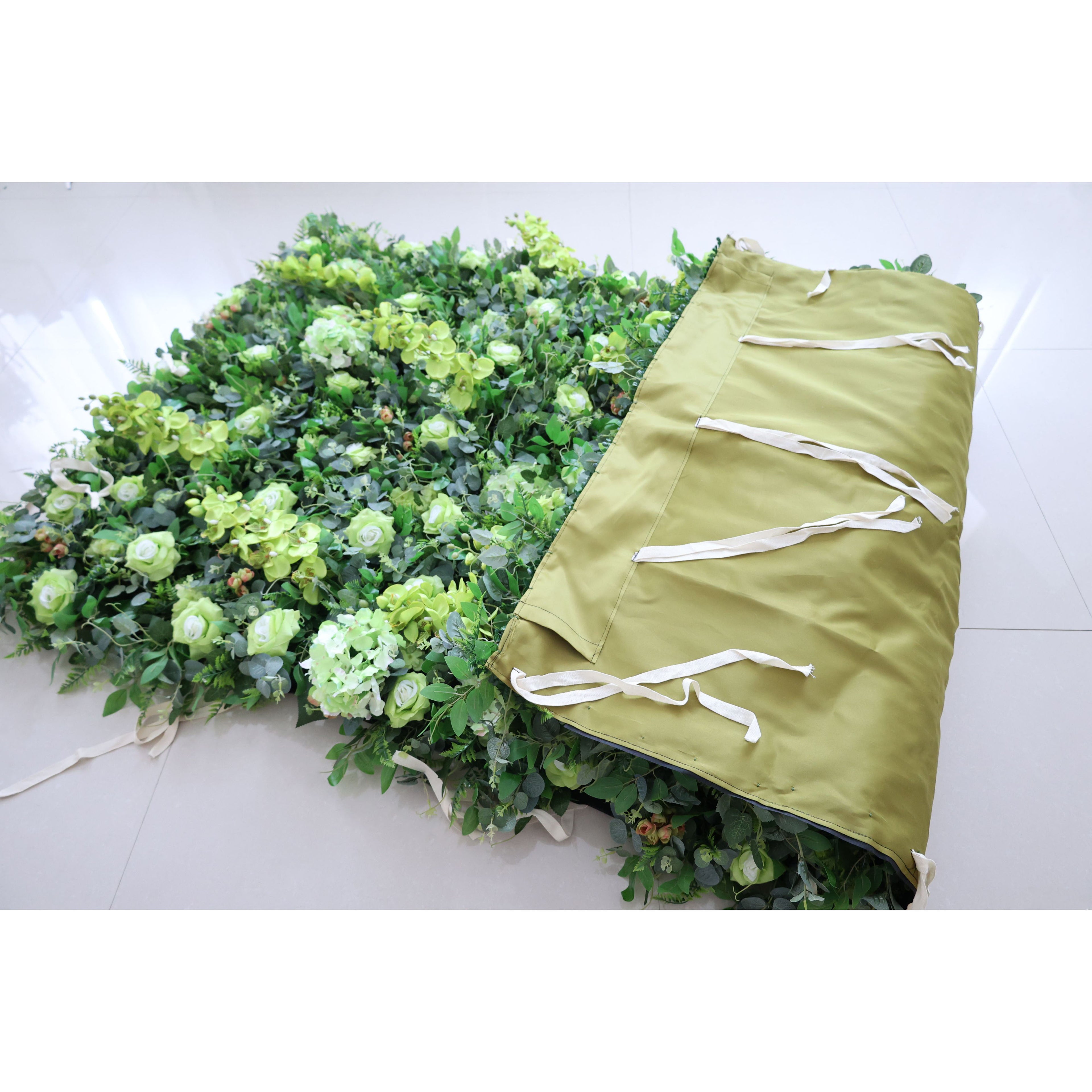 Valar Flowers Roll Up Fabric Artificial Green Leaves Flower Wall Wedding Backdrop, Floral Party Decor, Event Photography-VF-368