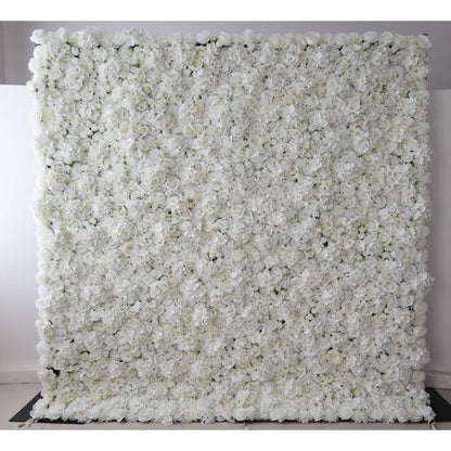 Valar Flores Roll Up Tecido Artificial Pure White Flower Wall Wedding Backdrop, Decoração Floral Festa, Evento Fotografia-VF-051-2