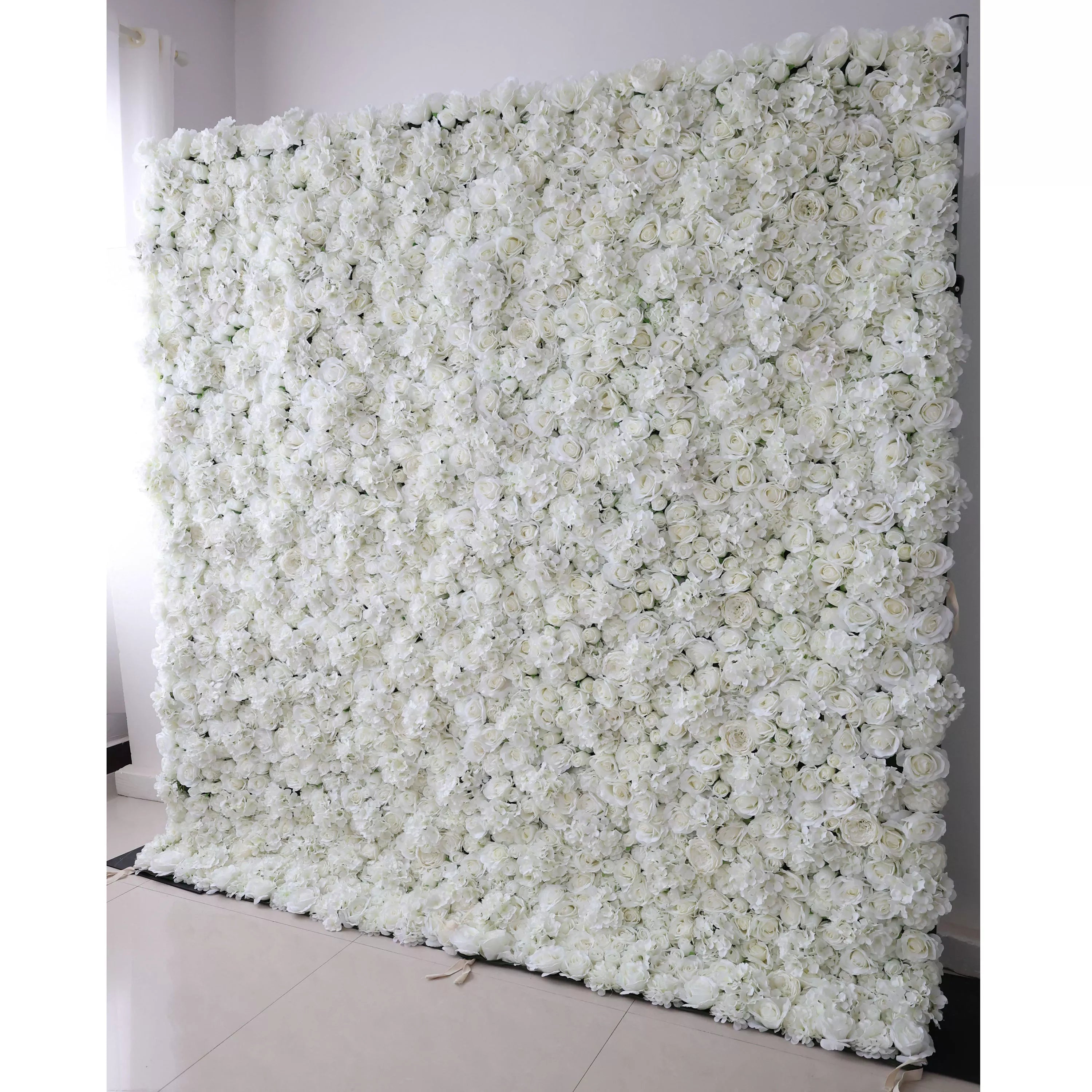 Valar fleurs Roll Up tissu artificiel fleur blanche pure mur mariage toile de fond, décor de fête Floral, événement photographie-VF-051-2