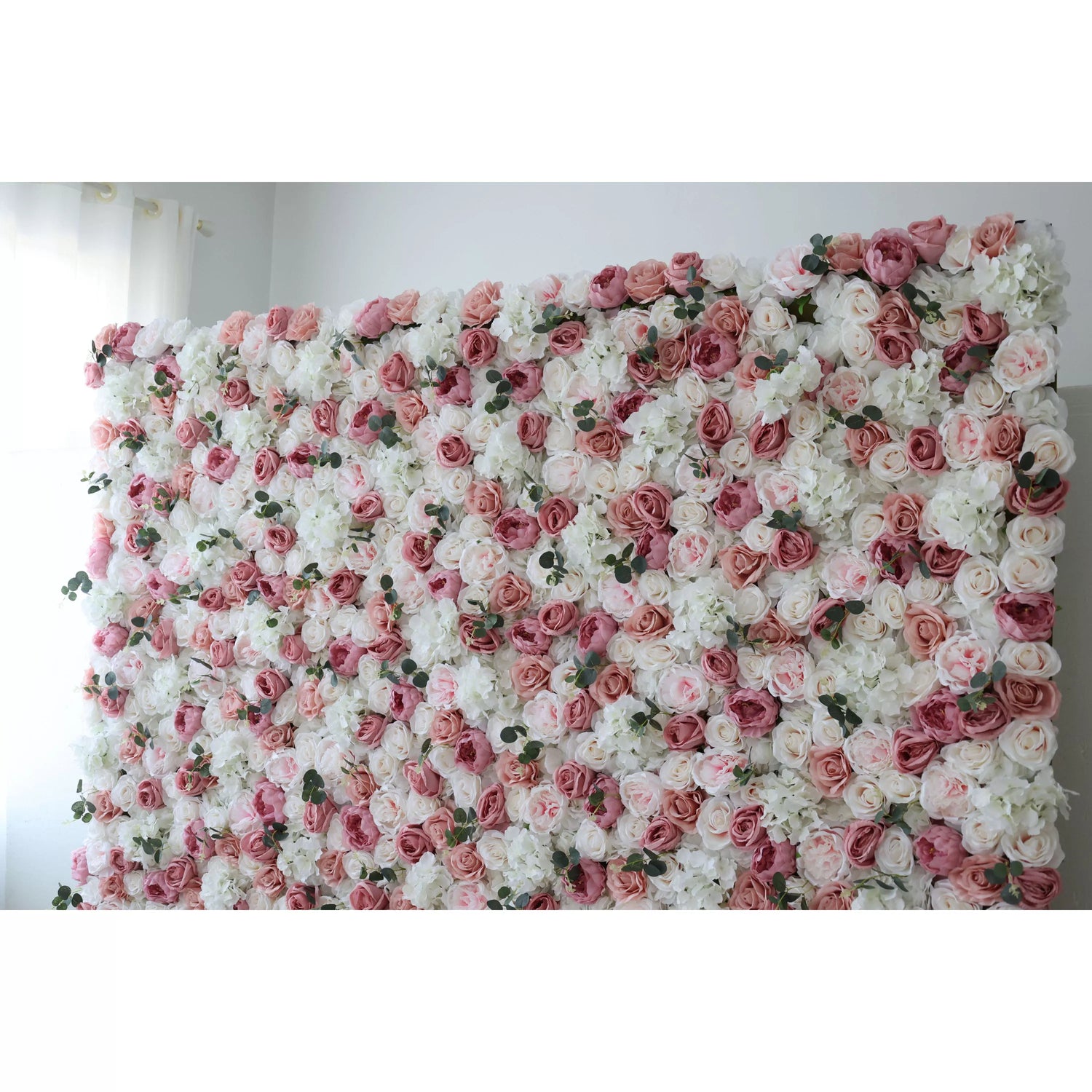 ValarFlowers Artificial Floral Wall Backdrop: Rosas em Devaneio: Uma paleta pastel de rosa e pérola-VF-284