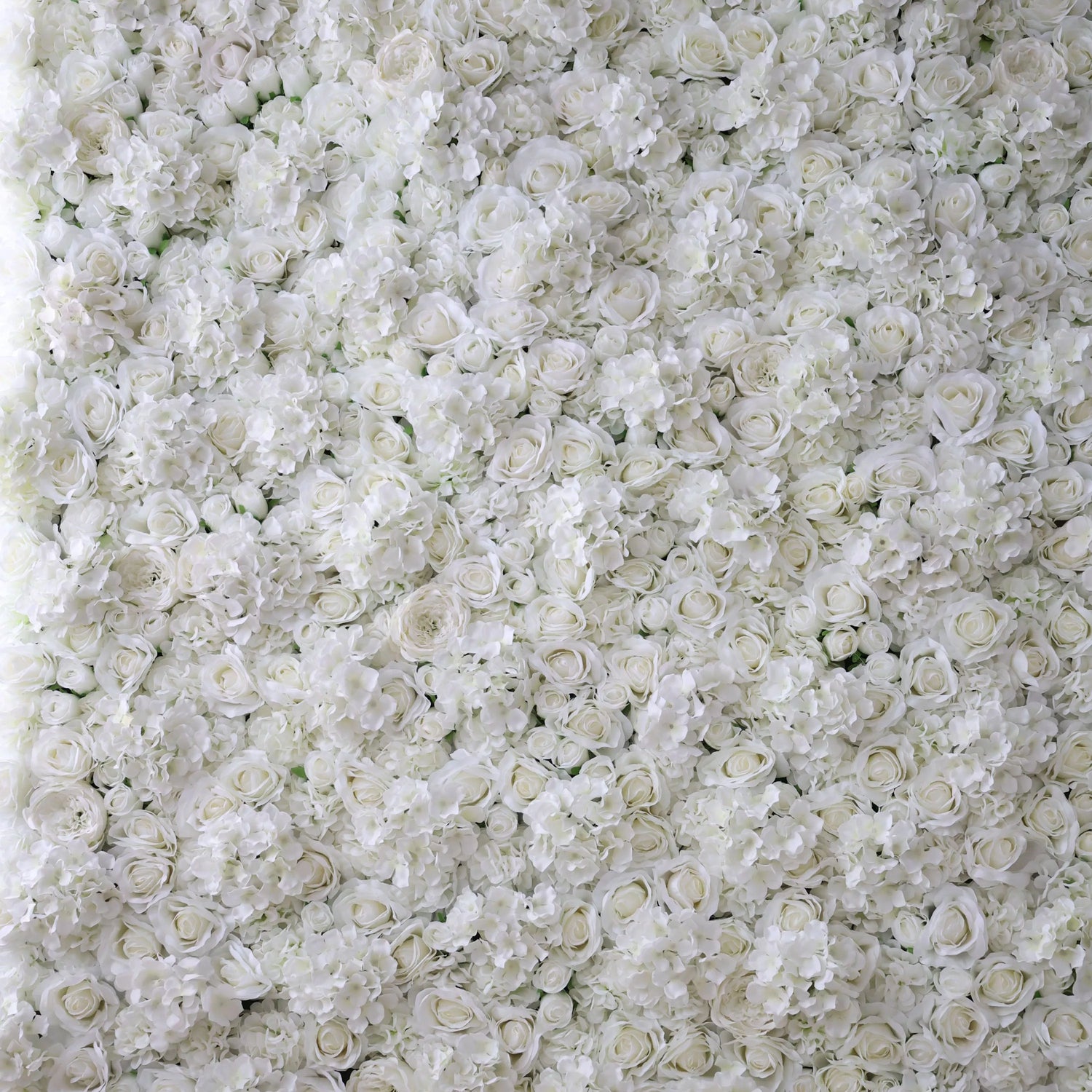 Valar Flowers Roll Up Fabric Artificial Pure White Flower Wall Wedding Backdrop, Floral Party Decor, Event Photography-VF-051-2