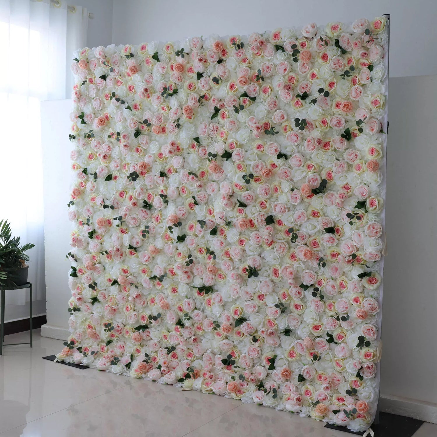 Valar Flowers Roll Up Fabric Artificial Flower Wall Wedding Backdrop, Floral Party Decor, Event Photography-VF-109