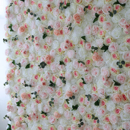 Valar Flowers Roll Up Fabric Artificial Flower Wall Wedding Backdrop, Floral Party Decor, Event Photography-VF-109