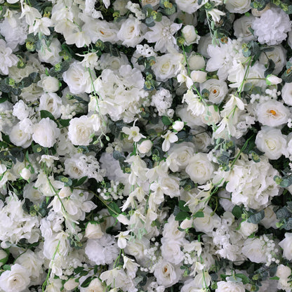 Valar Flowers Ethereal White Floral Floral Wall with Soft Green Accents: Perfeito para Eventos Elegantes e Celebrações-VF-201