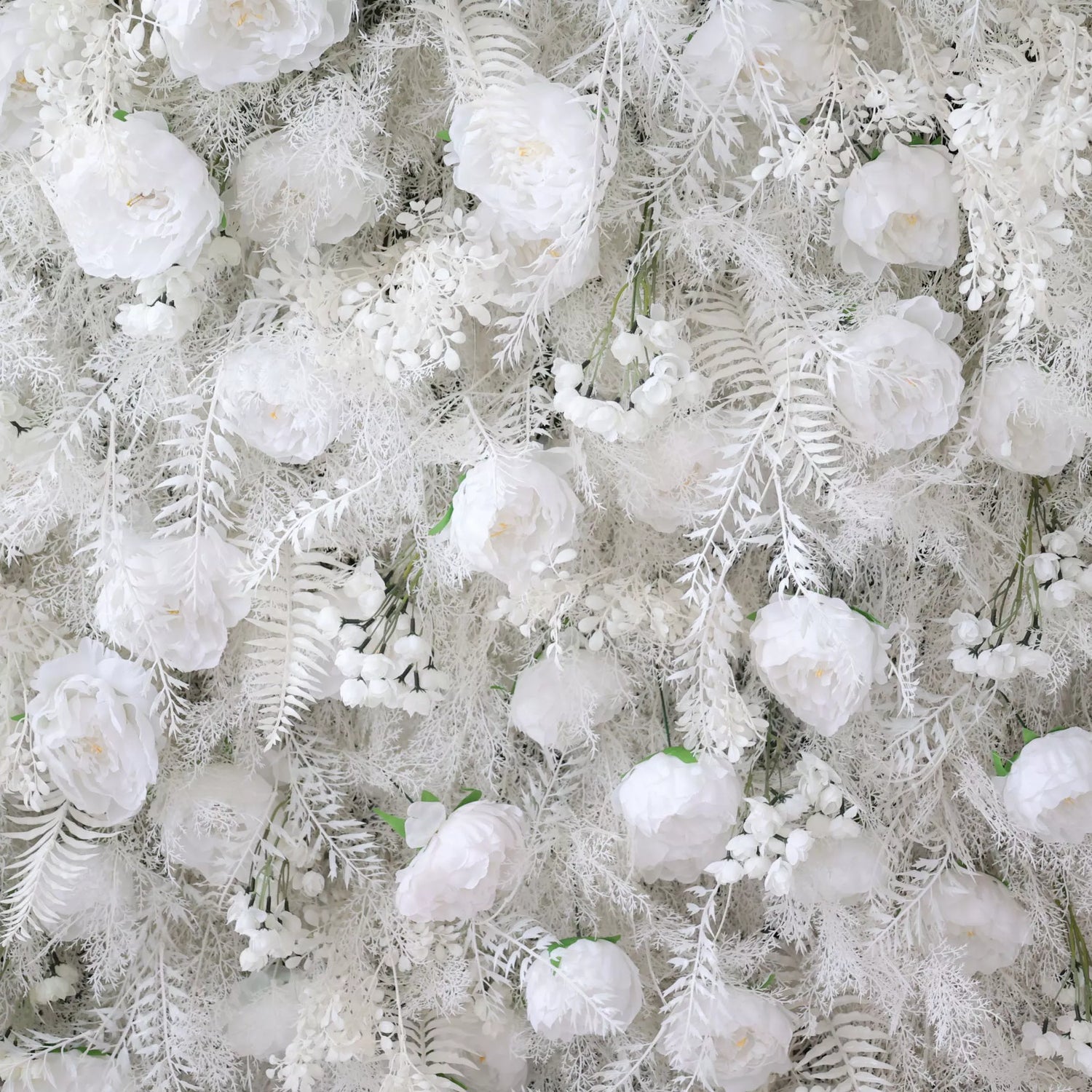 Valar Flowers Snowy White Floral Wall with Frosty Fern Accents: Capturing Winter&