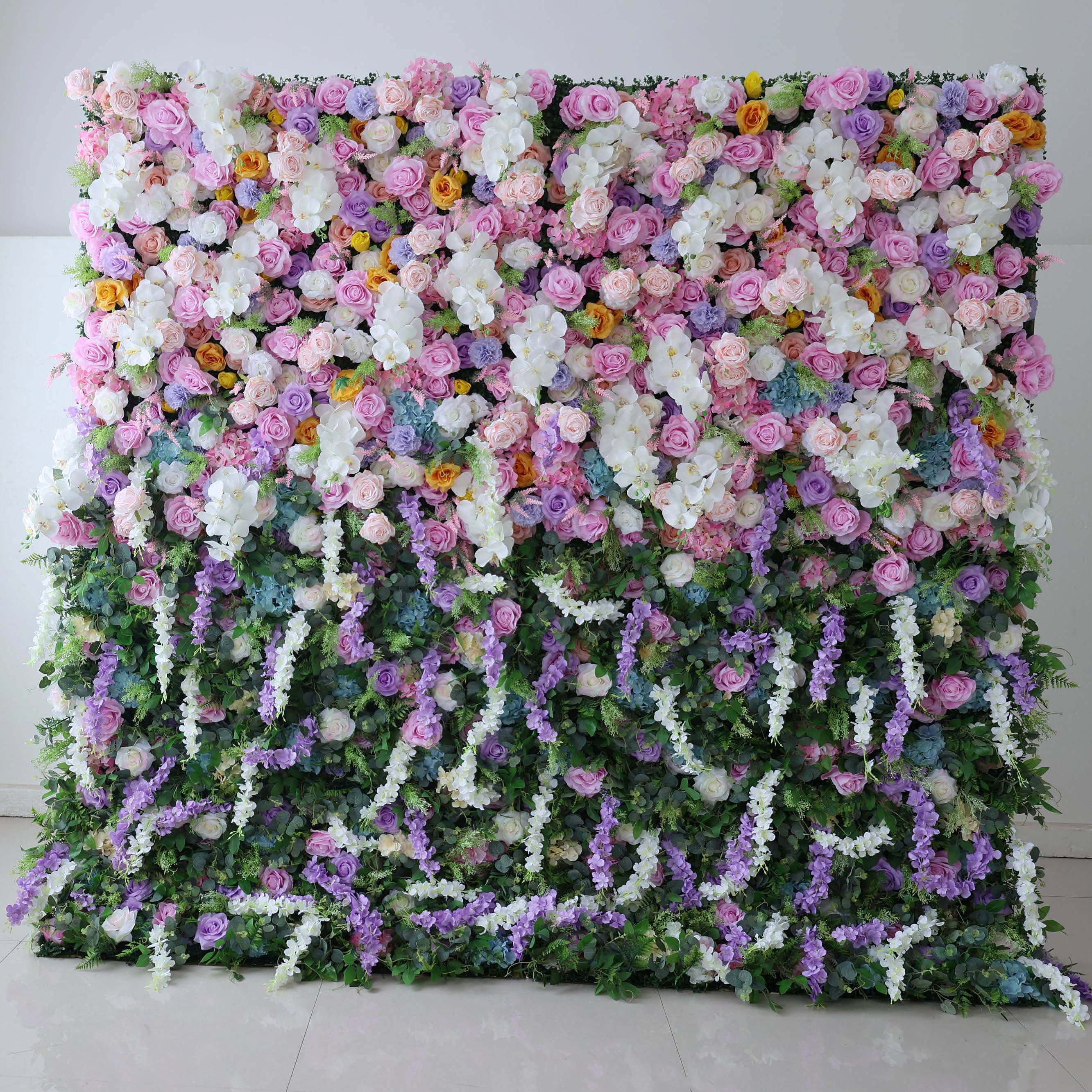 Valar Flowers Roll Up Fabric Artificial Flower Wall Wedding Backdrop, Floral Party Decor, Event Photography-VF-380