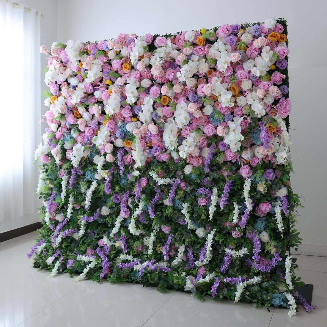 Valar Flowers Roll Up Fabric Artificial Flower Wall Wedding Backdrop, Floral Party Decor, Event Photography-VF-380