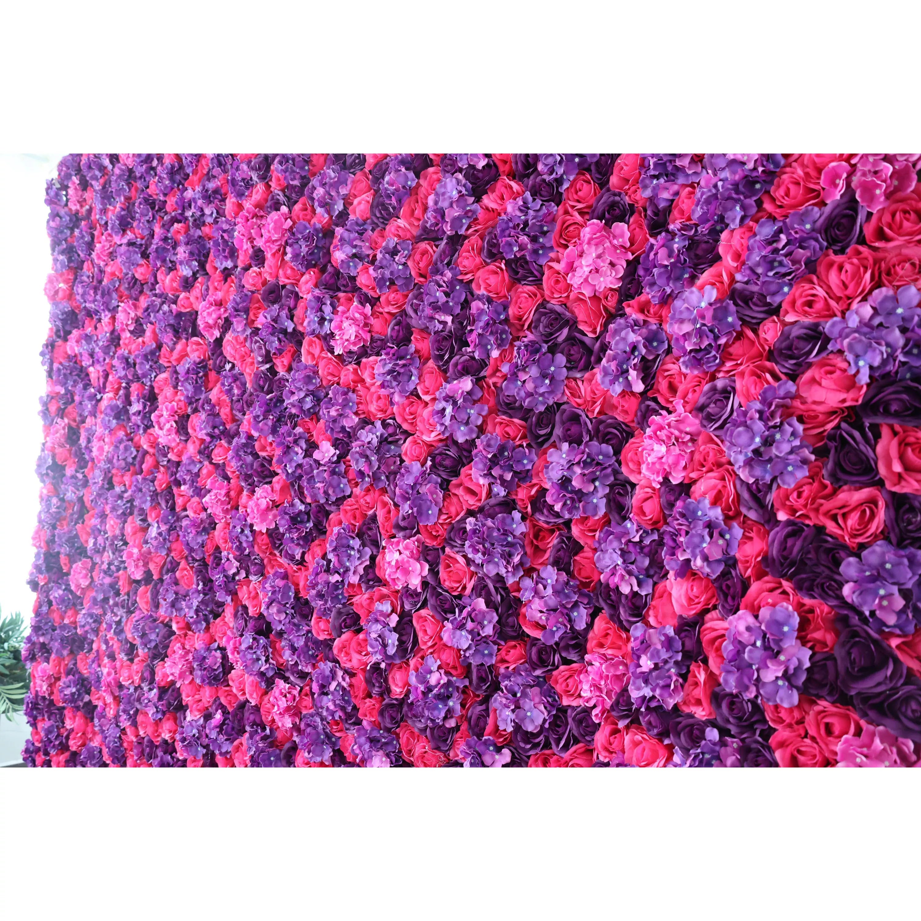 ValarFlowers Artificial Floral Wall Backdrop: O Espectro Apaixonante - Uma Medley Hipnotizante de Vermelhos Profundos e Roxos-VF-273-2