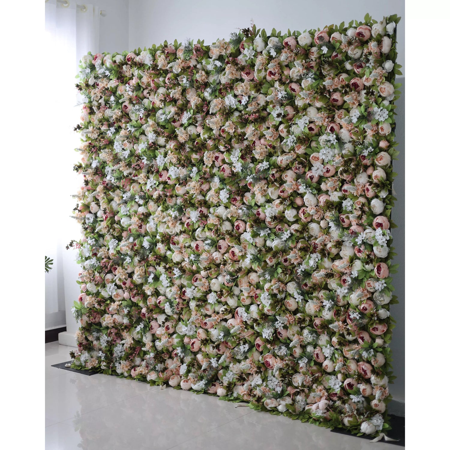 Valar fleurs retrousser tissu artificiel vert mélange Orangy rouge et blanc fleur mur mariage toile de fond, Floral Party Decor, Photography-VF-049-2 de l&