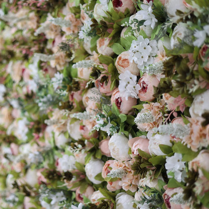 Valar Blumen Roll-up-Stoff künstlicher grüner Mix orangy rote und weiße Blume Wand Hochzeit Hintergrund, Blumen Party Dekor, Event Fotografie-VF-049-2