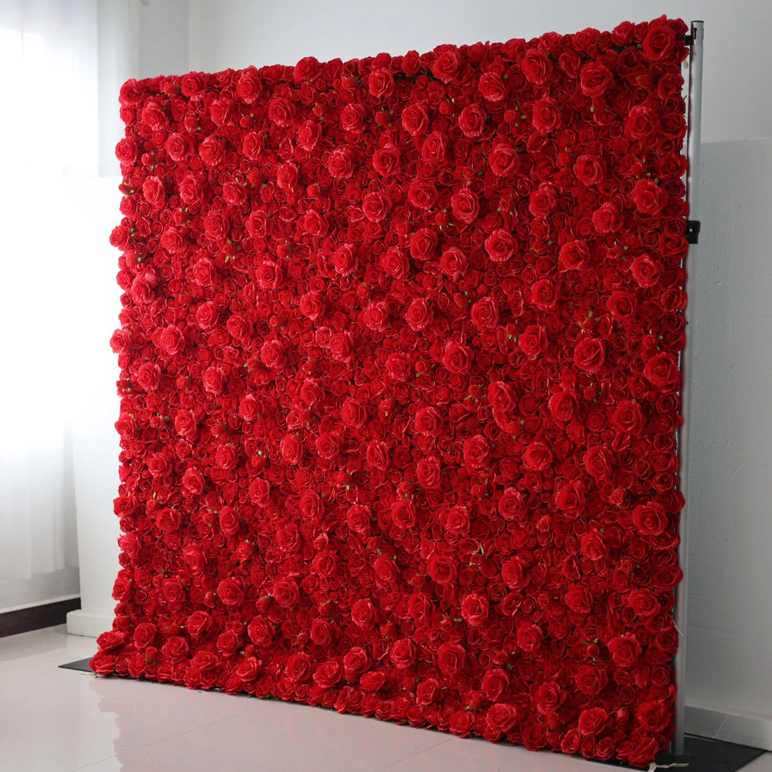 Valar Flowers Roll Up Fabric Artificial Lipstick Red Flower Wall Wedding Backdrop, Floral Party Decor, Event Photography-VF-059