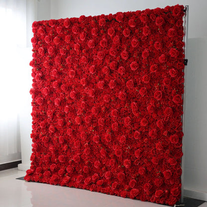 Valar fleurs Roll Up tissu artificiel rouge à lèvres fleur rouge mur mariage toile de fond, décor de fête Floral, événement photographie-VF-059