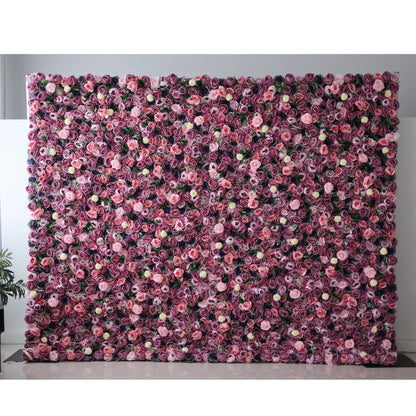 Valar Flowers Radiant Rose Ensemble Wall: Lush Pink &amp; Majestic Purple Blooms - A Floral Extravaganza Setting the Tone for Lavish Celebrations-VF-204