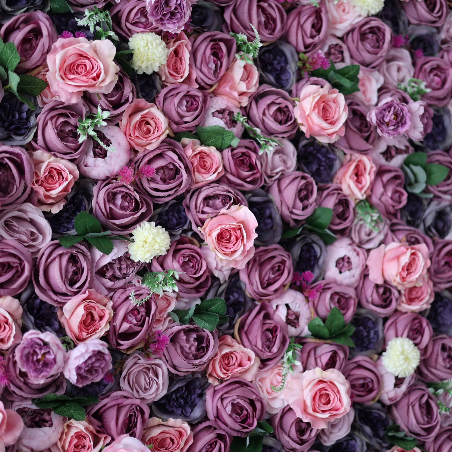 Valar Flowers Radiant Rose Ensemble Wall: Lush Pink &amp; Majestic Purple Blooms - A Floral Extravaganza Setting the Tone for Lavish Celebrations-VF-204