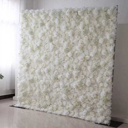 Valar Flores Roll Up Tecido Artificial Pure White Flower Wall Wedding Backdrop, Decoração Floral Festa, Fotografia Evento-VF-052-3