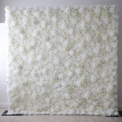 Valar Flores Roll Up Tecido Artificial Pure White Flower Wall Wedding Backdrop, Decoração Floral Festa, Fotografia Evento-VF-052-3