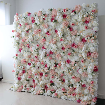 Valar Flowers Roll Up Fabric Artificial Flower Wall Wedding Backdrop, Floral Party Decor, Event Photography-VF-297