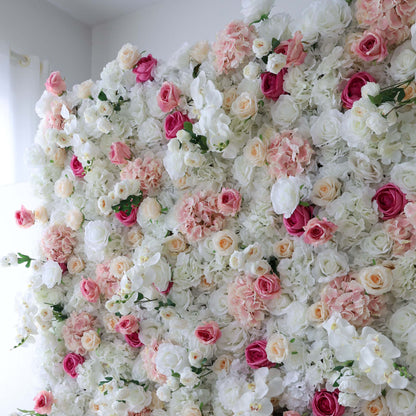 Valar Flowers Roll Up Fabric Artificial Flower Wall Wedding Backdrop, Floral Party Decor, Event Photography-VF-297