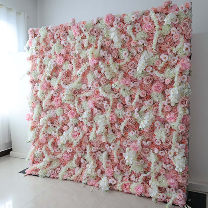 Valar Flowers Roll Up Fabric Artificial Flower Wall Wedding Backdrop, Floral Party Decor, Event Photography-VF-304