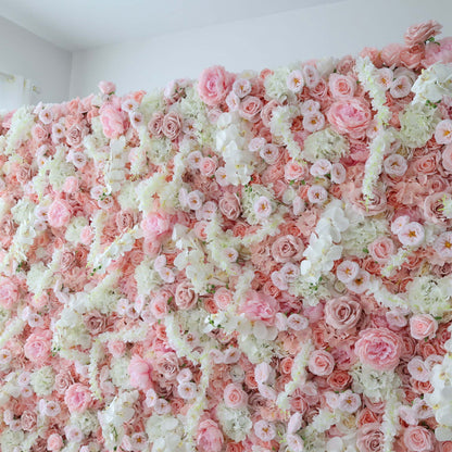 Valar Flowers Roll Up Fabric Artificial Flower Wall Wedding Backdrop, Floral Party Decor, Event Photography-VF-304