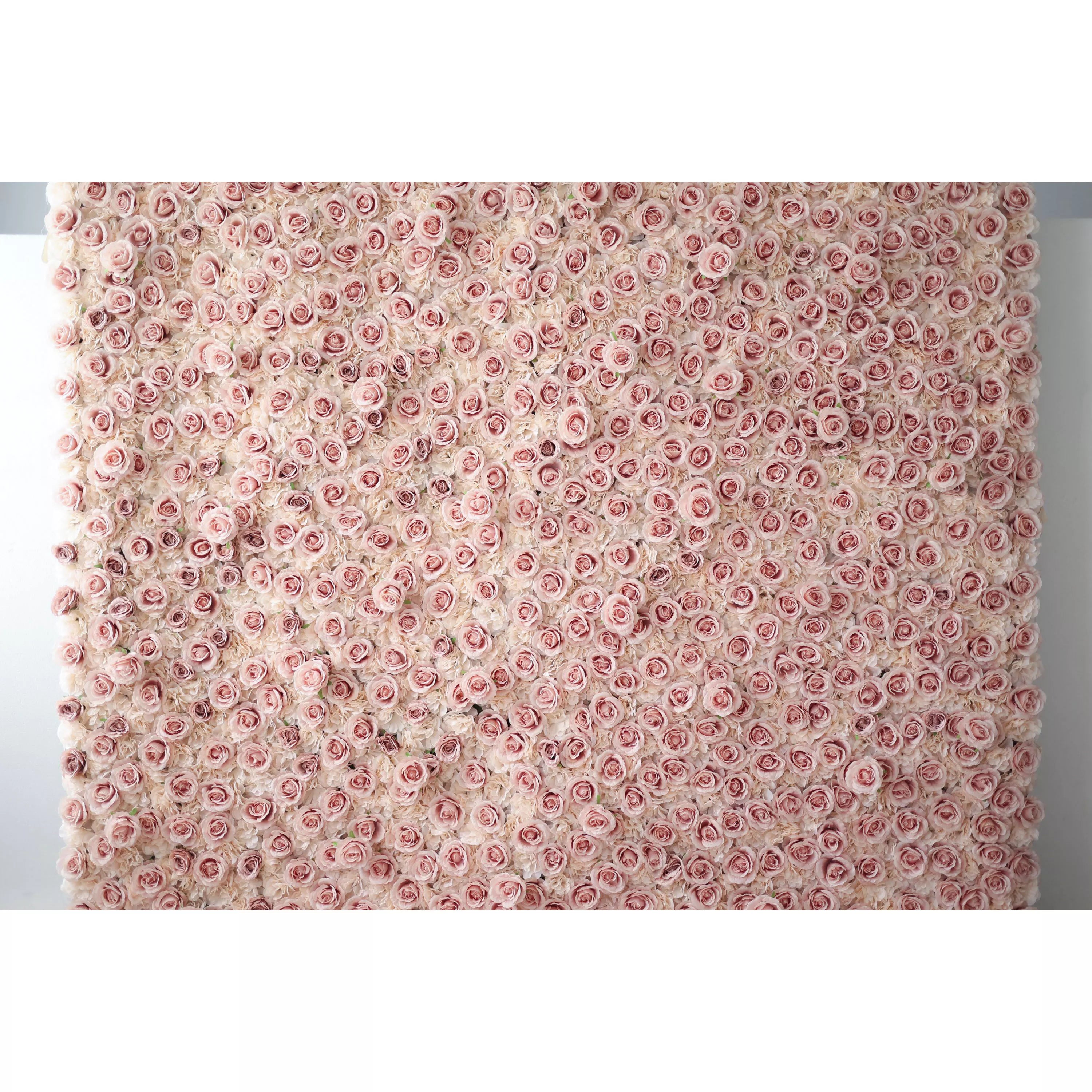 Valar Flowers présente : Serene Rose Whispers - un mur de fleurs en tissu artificiel exquis enrichi de fleurs roses rougissantes-VF-209