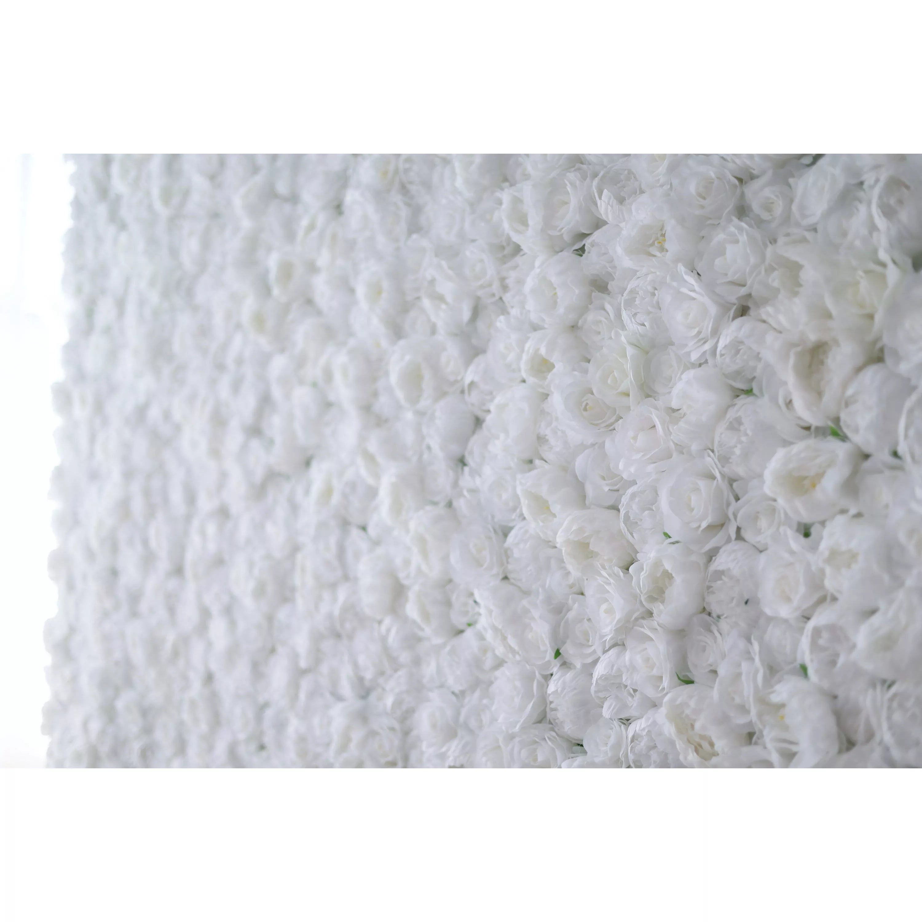 Valar Flowers Presents: White Blossom Bliss – A Dense Array of Roses in an Artificial Fabric Flower Wall-VF-211