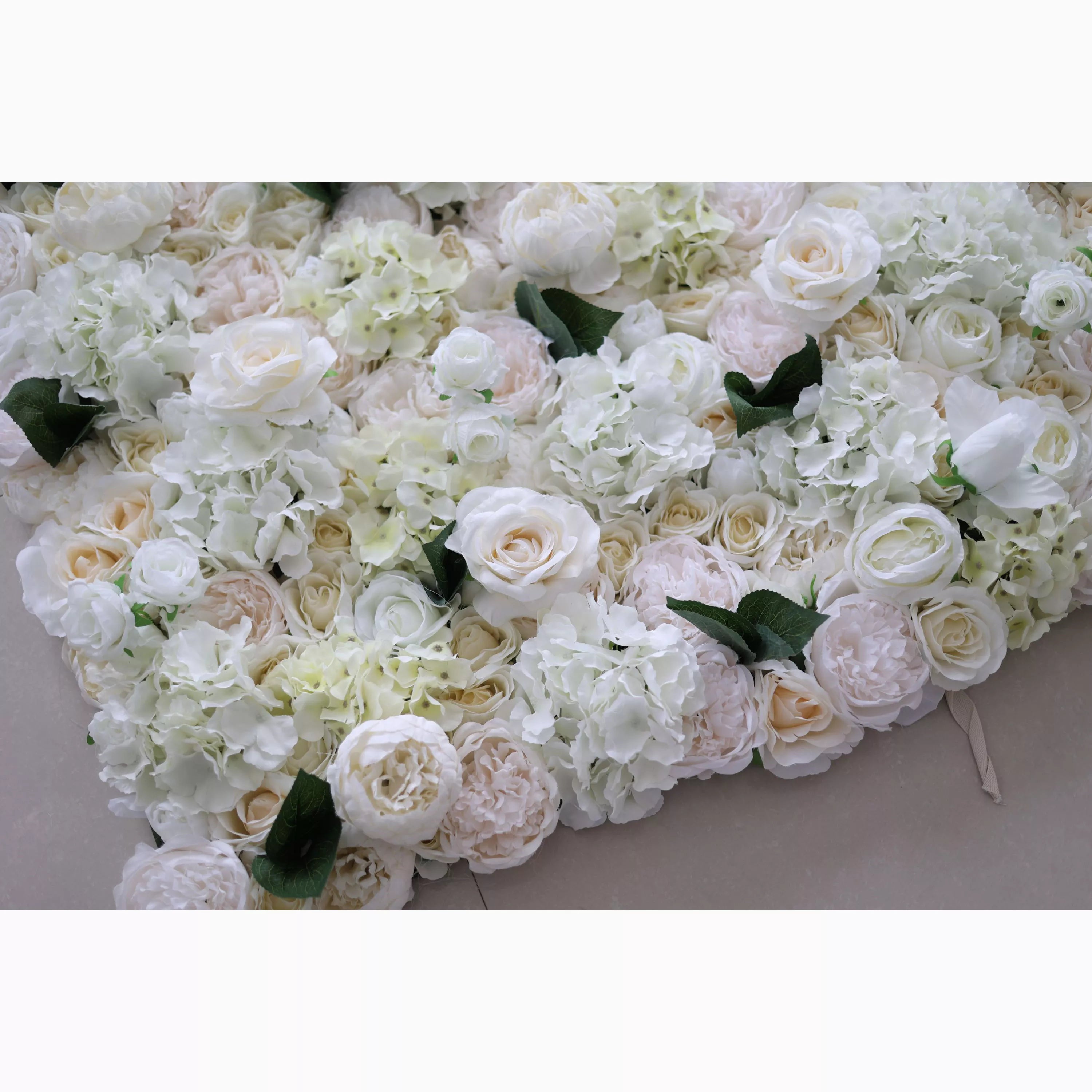 Valar Flowers Showcases: Ivory Elegance – A Majestic Symphony of Roses in an Artificial Fabric Flower Wall-VF-212