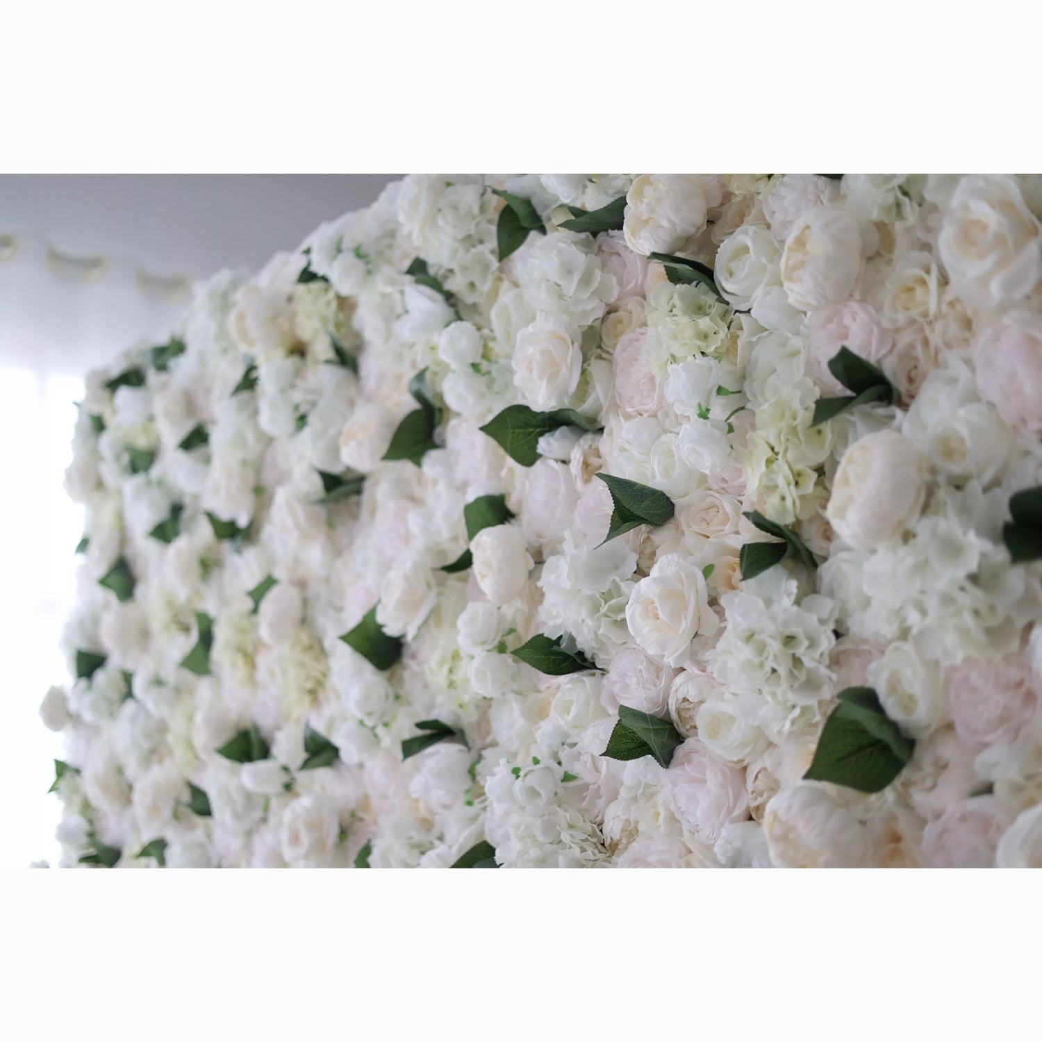 Valar Flowers Showcases: Ivory Elegance – A Majestic Symphony of Roses in an Artificial Fabric Flower Wall-VF-212