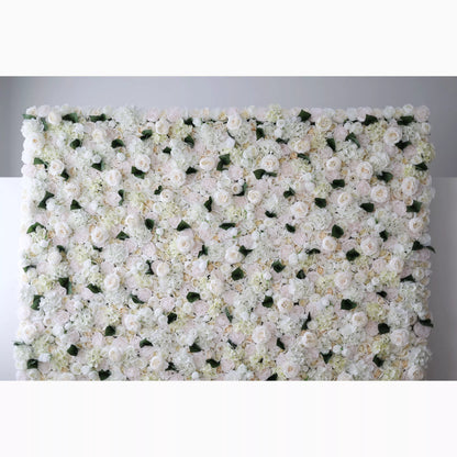 Valar Flowers Showcases: Ivory Elegance – A Majestic Symphony of Roses in an Artificial Fabric Flower Wall-VF-212