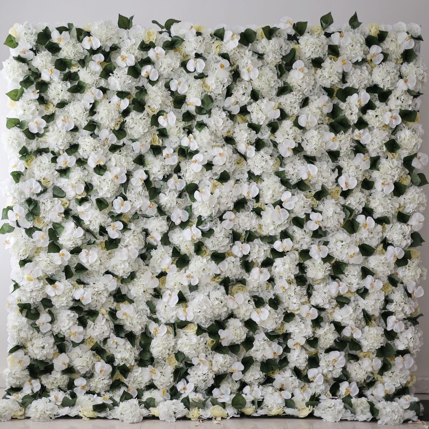 Valar Flores Roll Up Tecido Artificial Branco Phalaenopsis Afrodite e Rosas Flor Parede Wedding Backdrop, Decoração Floral Festa, Fotografia Evento-VF-003