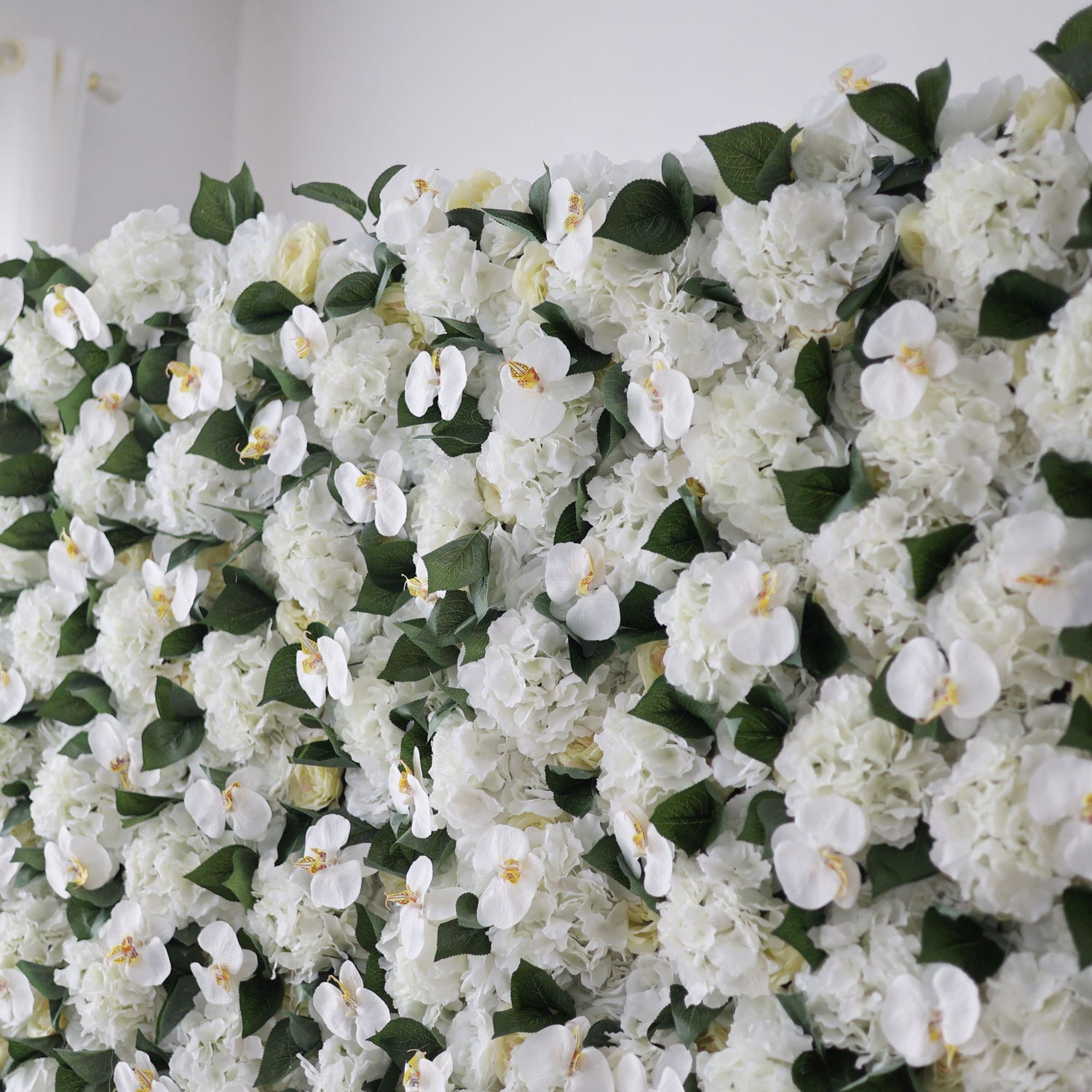 Valar Flores Roll Up Tecido Artificial Branco Phalaenopsis Afrodite e Rosas Flor Parede Wedding Backdrop, Decoração Floral Festa, Fotografia Evento-VF-003